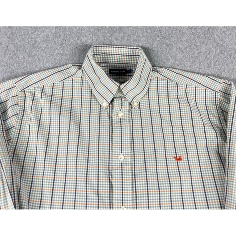 Southern Marsh Mens Large Plaid Button Down Shirt Long Sleeve Wrinkle Free